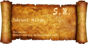 Sárosi Milán névjegykártya