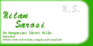 milan sarosi business card